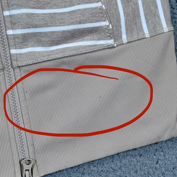 Lululemon Nice Asana Jacket Stripe Women's 8 Beige Luon Full Zip Activewear Yoga - Picture 6 of 16